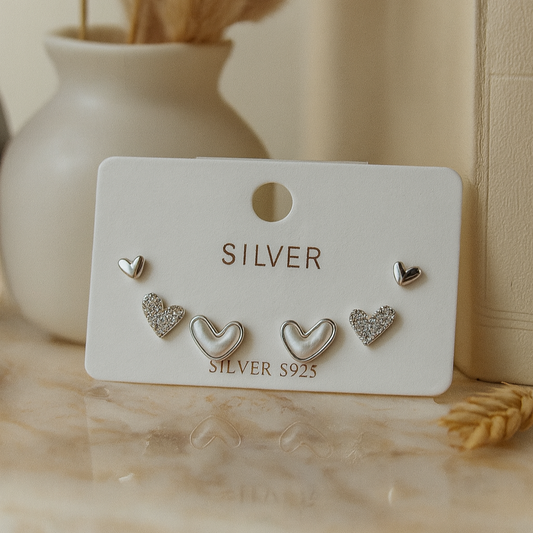 Trio Hearts Stud (Set of 3)