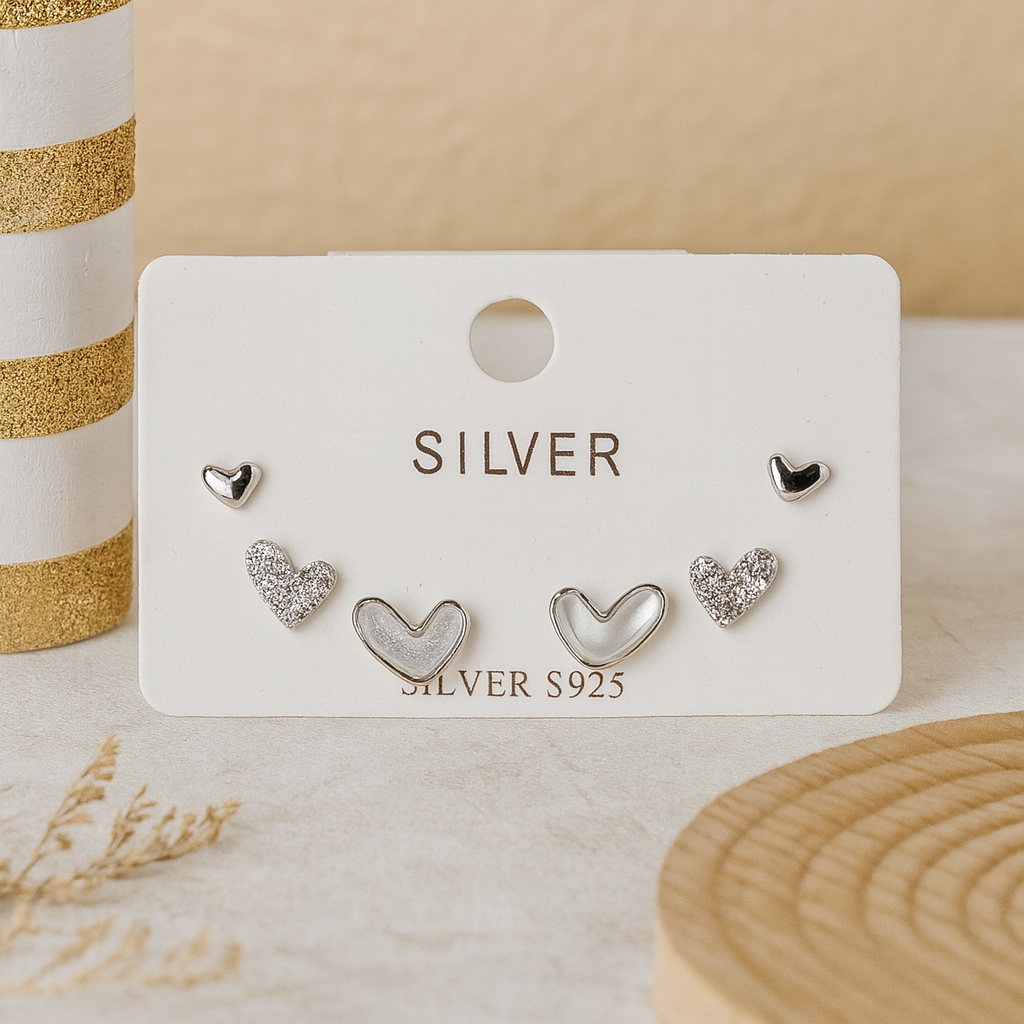 Trio Hearts Stud (Set of 3)